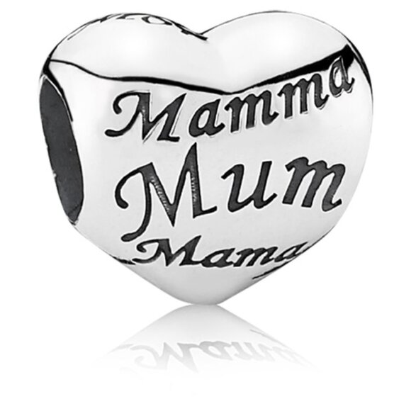 PANDORA A Mother's Heart Charm Authentic Sterling Silver Family 8 Languages Love - Picture 1 of 12